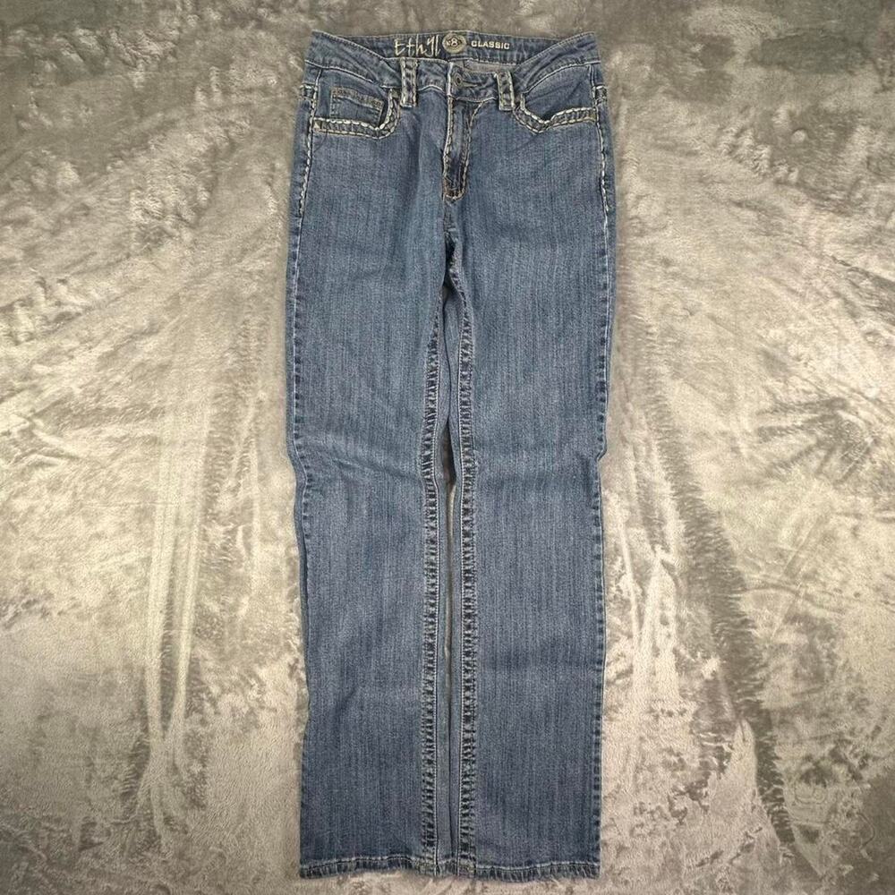 Vintage Y2K Ethyl Classic Blue Pocket Embellishment Denim Jeans Size 8